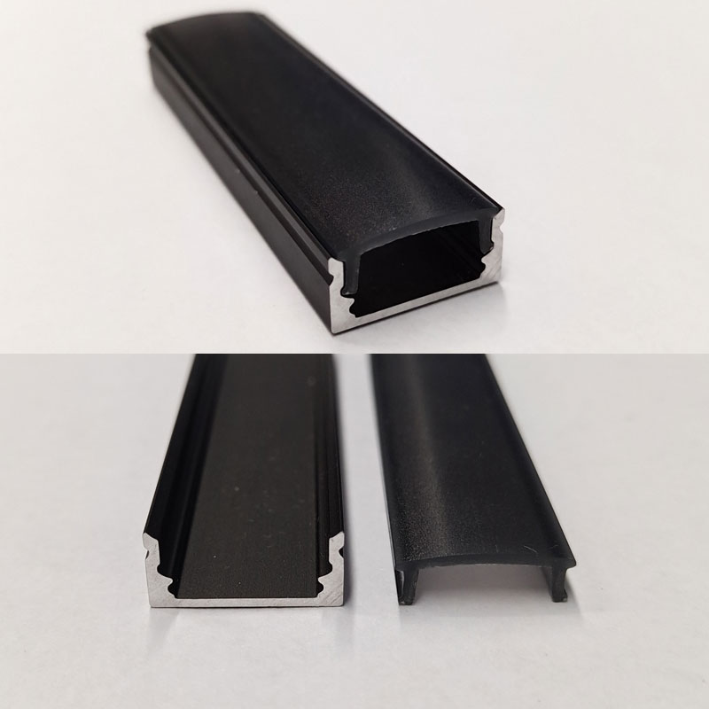 Aluminum profile Aluflex deep-flat for surface and cove LED strip lights  102cm black anodized