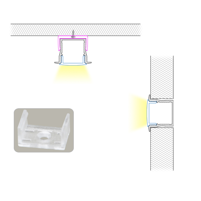 Zapuštěný černý LED hliníkový profilový difuzní kanál s přírubou pro 12mm LED světelné pásy Zapuštěný černý LED hliníkový profilový difuzní kanál s přírubou pro 12mm LED světelné pásy