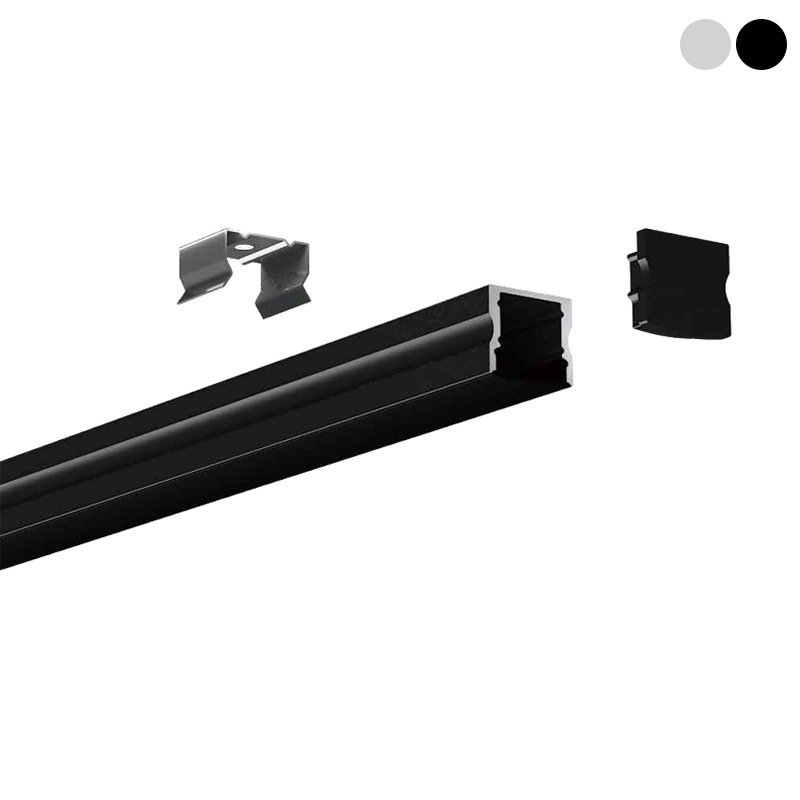 Schwarzes LED-Diffusor-Aluminiumprofil für 12 mm breite LED-Streifenbeleuchtung