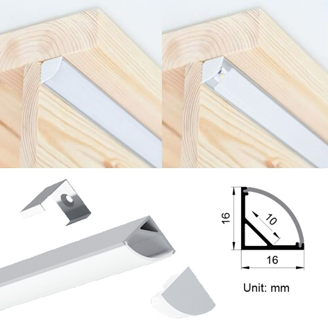 Rohový LED kanál s černým hliníkovým profilem pro 10mm LED pásky Rohový LED kanál s černým hliníkovým profilem pro 10mm LED pásky