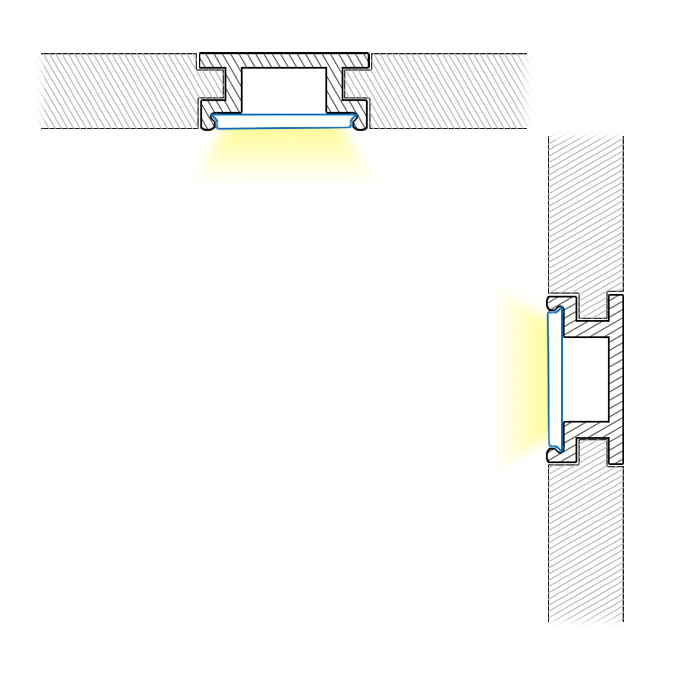 Einbau-LED-Lichtkanaldiffusor aus Aluminium für 10-mm-LED-Lichtleisten Einbau-LED-Lichtkanaldiffusor aus Aluminium für 10-mm-LED-Lichtleisten
