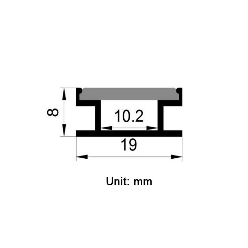 Einbau-LED-Lichtkanaldiffusor aus Aluminium für 10-mm-LED-Lichtleisten Einbau-LED-Lichtkanaldiffusor aus Aluminium für 10-mm-LED-Lichtleisten