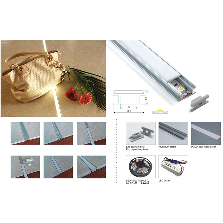 Einbau-LED-Lichtkanaldiffusor aus Aluminium für 10-mm-LED-Lichtleisten Einbau-LED-Lichtkanaldiffusor aus Aluminium für 10-mm-LED-Lichtleisten