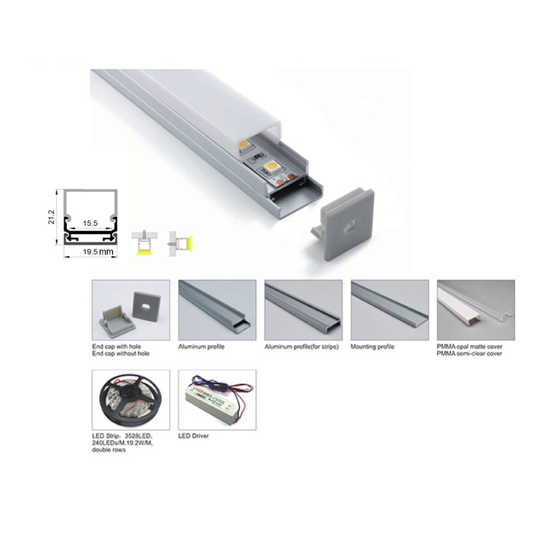 Surface Mounted Square LED Diffuser Channel Aluminum Profile