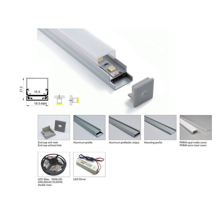 Aufputzmontiertes quadratisches LED-Diffusorkanal-Aluminiumprofil für 15 mm zweireihige LED-Lichtleisten Aufputzmontiertes quadratisches LED-Diffusorkanal-Aluminiumprofil für 15 mm zweireihige LED-Lichtleisten