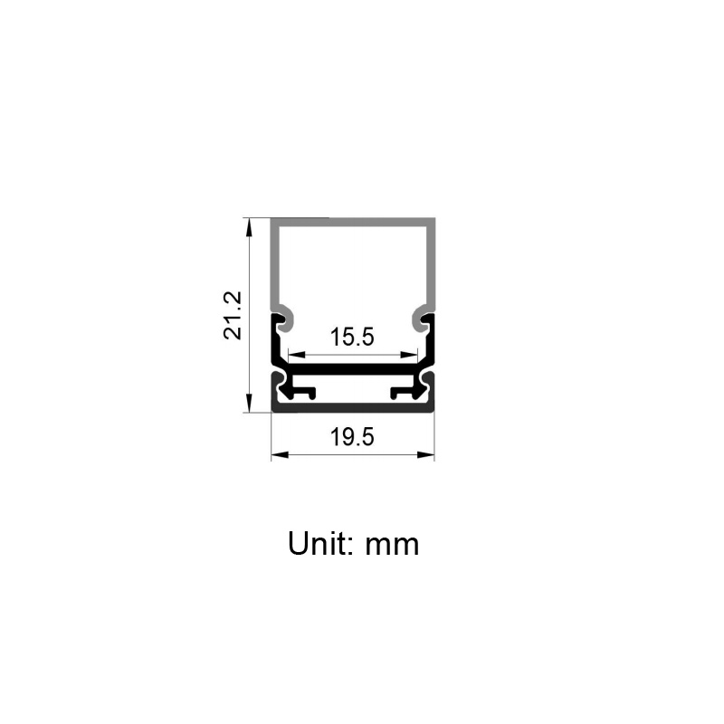 Aufputzmontiertes quadratisches LED-Diffusorkanal-Aluminiumprofil für 15 mm zweireihige LED-Lichtleisten Aufputzmontiertes quadratisches LED-Diffusorkanal-Aluminiumprofil für 15 mm zweireihige LED-Lichtleisten