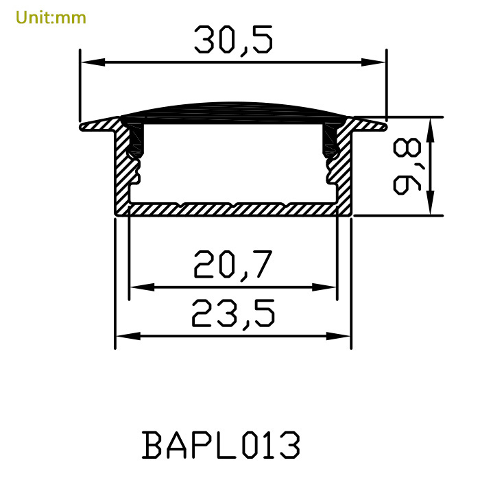 Recessed LED Aluminum Profile With Flange For 20mm Multi-Row LED Strip Lights