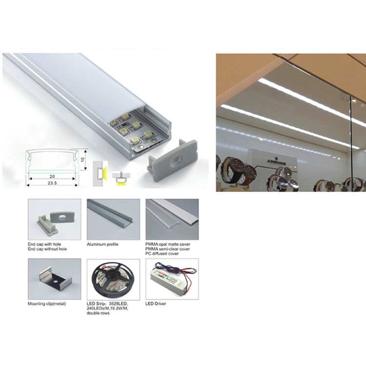 Oberflächenmontierter LED-Diffusorkanal aus Aluminium für 20 mm mehrreihige flexible LED-Streifen Oberflächenmontierter LED-Diffusorkanal aus Aluminium für 20 mm mehrreihige flexible LED-Streifen