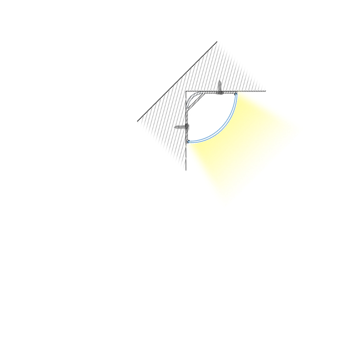 Eck-Aluminium-LED-Kanaldiffusor für 20 mm mehrreihige weiße LED-Bandleuchten Eck-Aluminium-LED-Kanaldiffusor für 20 mm mehrreihige weiße LED-Bandleuchten