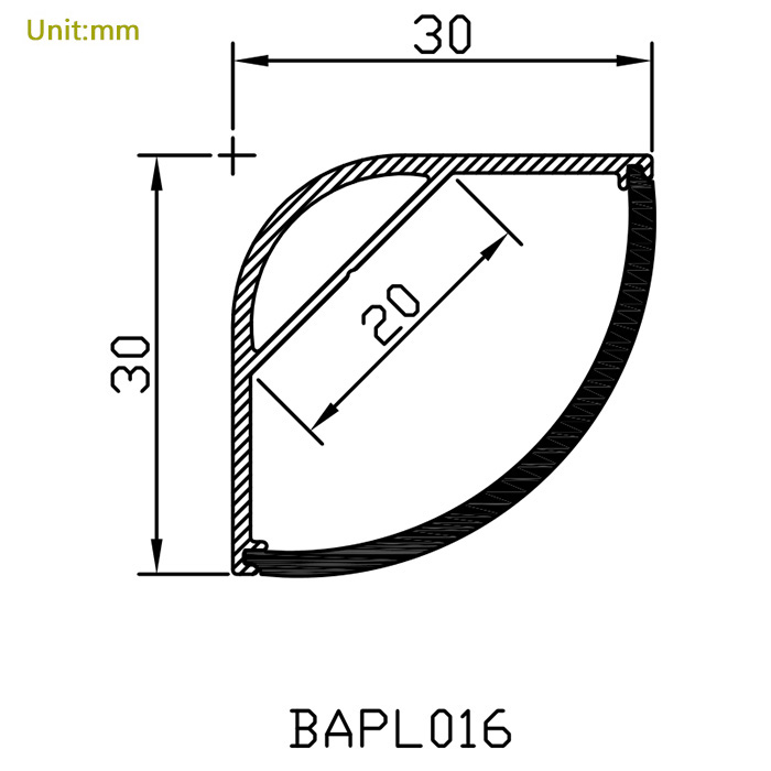Eck-Aluminium-LED-Kanaldiffusor für 20 mm mehrreihige weiße LED-Bandleuchten Eck-Aluminium-LED-Kanaldiffusor für 20 mm mehrreihige weiße LED-Bandleuchten