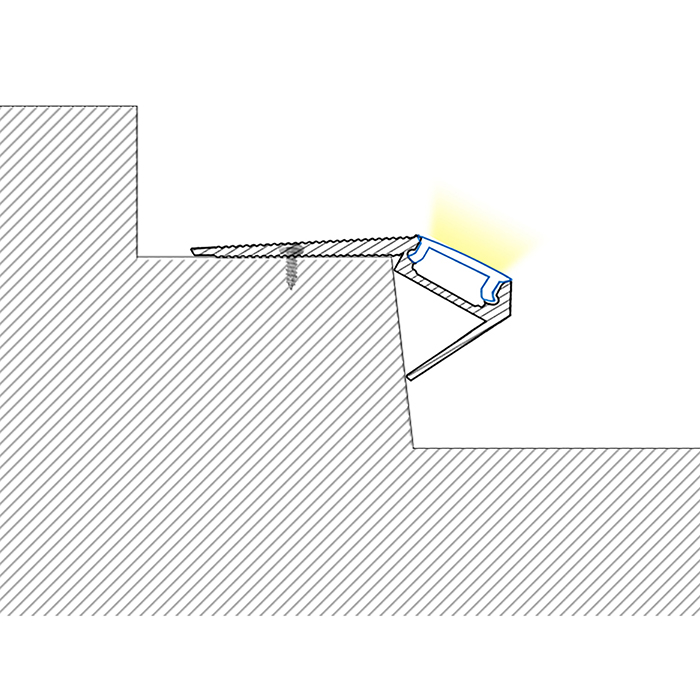Schodišťové osvětlení LED kanálový hliníkový profil pro 12mm LED světelné pásy Schodišťové osvětlení LED kanálový hliníkový profil pro 12mm LED světelné pásy