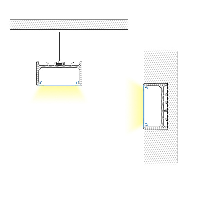 5020 dünnes LED-Aluminiumprofil für Pendelleuchte – innen 42 mm
