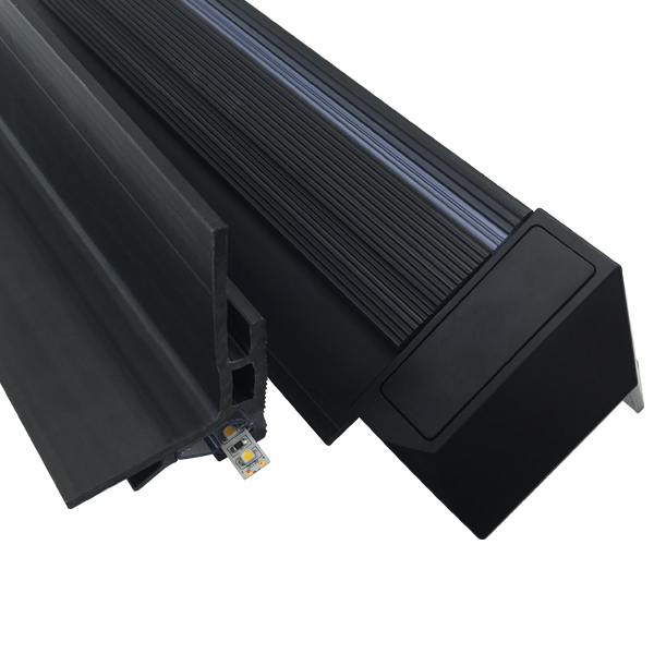 Treppenbeleuchtungs-LED-Diffusorkanal aus schwarzem Aluminium für 10-mm-LED-Streifenlichter Treppenbeleuchtungs-LED-Diffusorkanal aus schwarzem Aluminium für 10-mm-LED-Streifenlichter