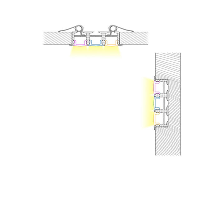 Versenkter LED-Streifenkanal aus Aluminium für 12-mm-LED-Lichtstreifen Versenkter LED-Streifenkanal aus Aluminium für 12-mm-LED-Lichtstreifen