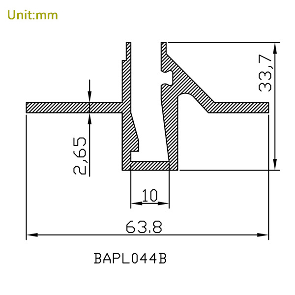 HL-BAPL044B Výška 33.7 mm Strop zapuštěný profil z extrudovaného hliníku Dobrý chladič Pro šířku 10 mm LED pásková světla HL-BAPL044B Výška 33.7 mm Strop zapuštěný profil z extrudovaného hliníku Dobrý chladič Pro šířku 10 mm LED pásková světla