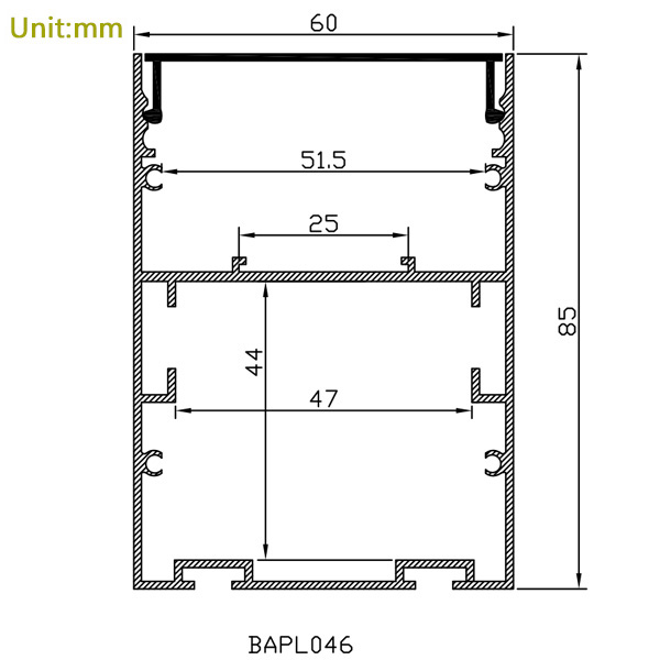 BAPL046 hliníkový profil – vnitřní šířka 25 mm (0.98 palce) – eloxovaný vytlačovací kanál s LED páskem BAPL046 hliníkový profil – vnitřní šířka 25 mm (0.98 palce) – eloxovaný vytlačovací kanál s LED páskem