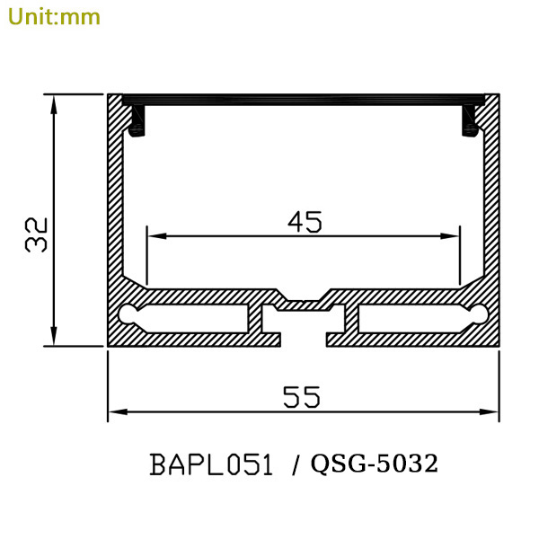 Deckenleuchten, Aluminium-LED-Kanaldiffusor, 45 mm Innenbreite Deckenleuchten, Aluminium-LED-Kanaldiffusor, 45 mm Innenbreite
