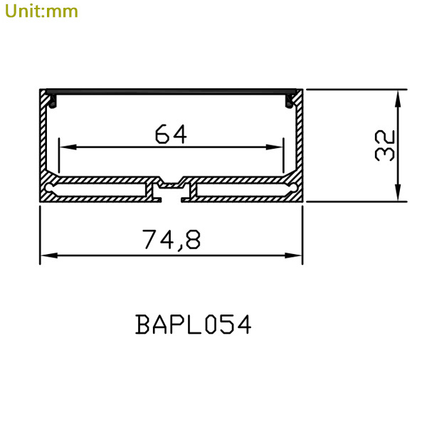 Hängender Decken-LED-Lichtstreifendiffusor – 64.7 mm Innenbreite Hängender Decken-LED-Lichtstreifendiffusor – 64.7 mm Innenbreite