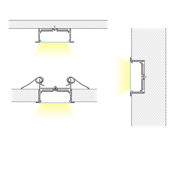 BAPL055 Aluminum Profile - Inner Width 58mm(2.28inch) - LED Strip Anodizing Extrusion Channel