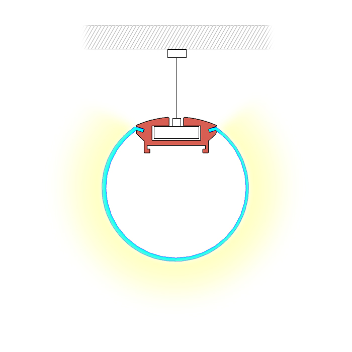Kulatý LED pásek světelný kanál 360° rozptýlené světlo pro dvouřadý LED pás Kulatý LED pásek světelný kanál 360° rozptýlené světlo pro dvouřadý LED pás