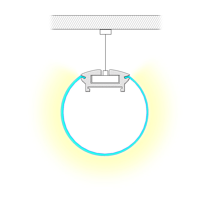 Kulatý LED pásek světelný kanál 360° rozptýlené světlo pro dvouřadý LED pás Kulatý LED pásek světelný kanál 360° rozptýlené světlo pro dvouřadý LED pás