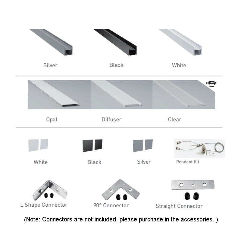 Závěsný hliníkový kanál pro osvětlení LED pásků - vnitřní šířka 49.8 mm (1.96 palce) Závěsný hliníkový kanál pro osvětlení LED pásků - vnitřní šířka 49.8 mm (1.96 palce)