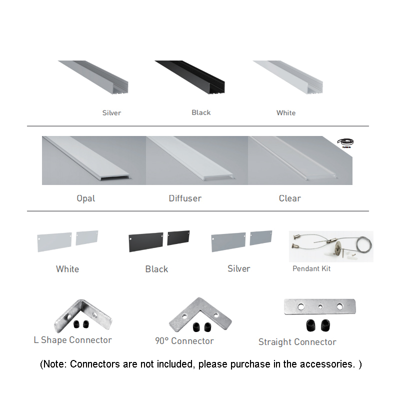 Hängender LED-Streifen-Lichtkanal – Innenbreite 56 mm (2.2 Zoll) Hängender LED-Streifen-Lichtkanal – Innenbreite 56 mm (2.2 Zoll)