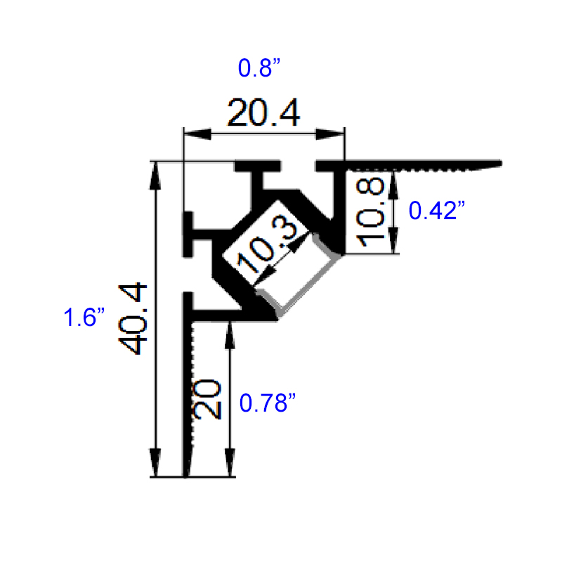 Inside Corner Tile Trim LED Aluminum Profile