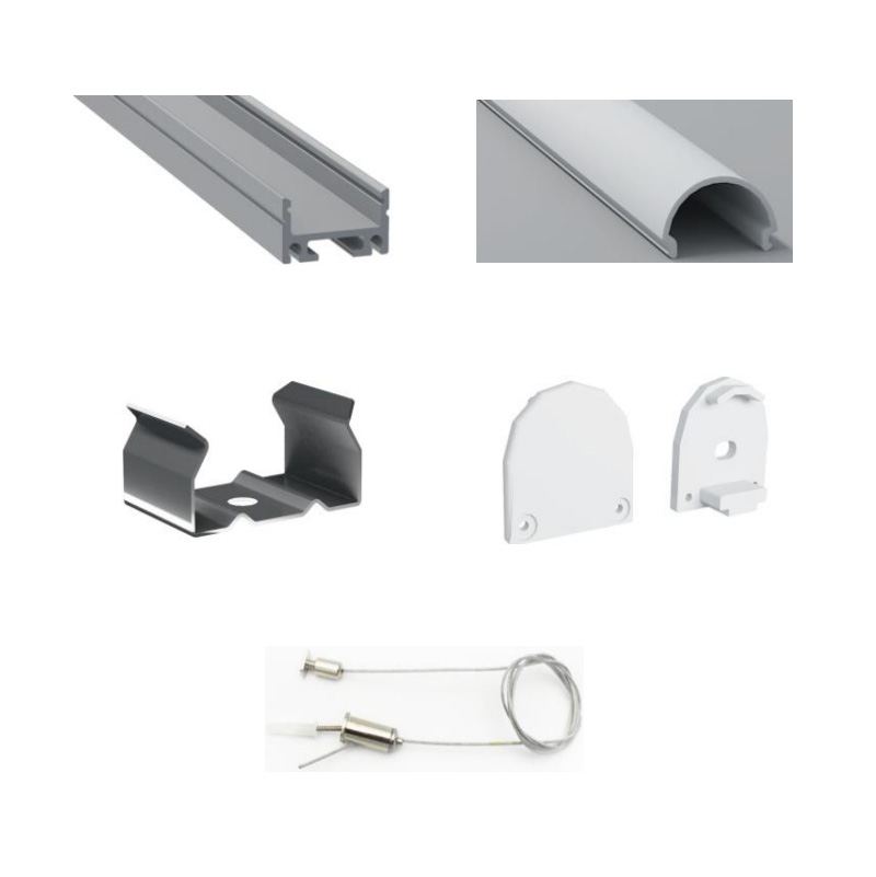 2016C Semi-Circular LED Light Strip Channel - Surface Mount / Suspension