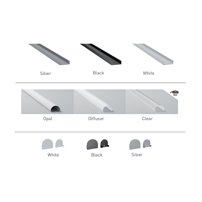 LED-Aluminiumprofil mit PC-Bogendiffusor für adressierbare 20-mm-LED-Streifen LED-Aluminiumprofil mit PC-Bogendiffusor für adressierbare 20-mm-LED-Streifen