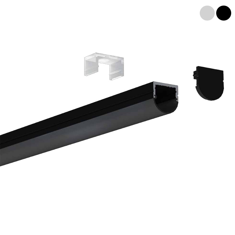 Schwarzes LED-Kanal-Aluminiumprofil für 15 mm zweireihige LED-Streifenbeleuchtung