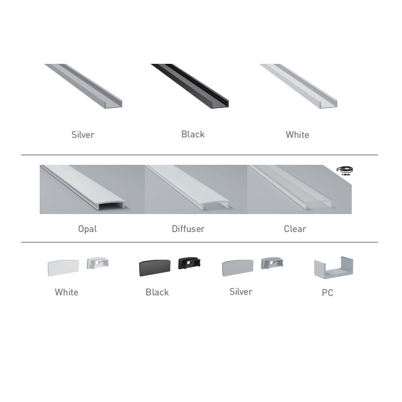 LED-Diffusor-Aluminiumprofil für LED-Streifenbeleuchtung mit 18 mm Innenbreite LED-Diffusor-Aluminiumprofil für LED-Streifenbeleuchtung mit 18 mm Innenbreite