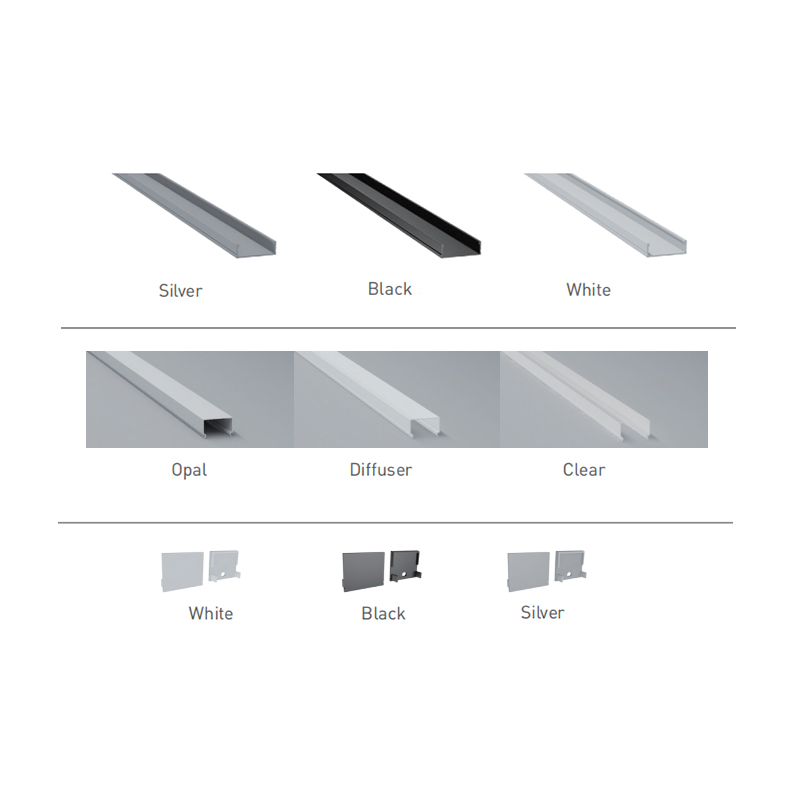 LED-Diffusorkanal mit quadratischer PC-Abdeckung für 20 mm 2835 zweireihige LED-Bandleuchten LED-Diffusorkanal mit quadratischer PC-Abdeckung für 20 mm 2835 zweireihige LED-Bandleuchten