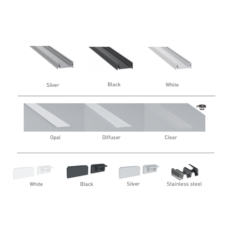 LED světlo Černý hliníkový profil pro 10mm 2116 LED lanová světla s vysokým CRI LED světlo Černý hliníkový profil pro 10mm 2116 LED lanová světla s vysokým CRI