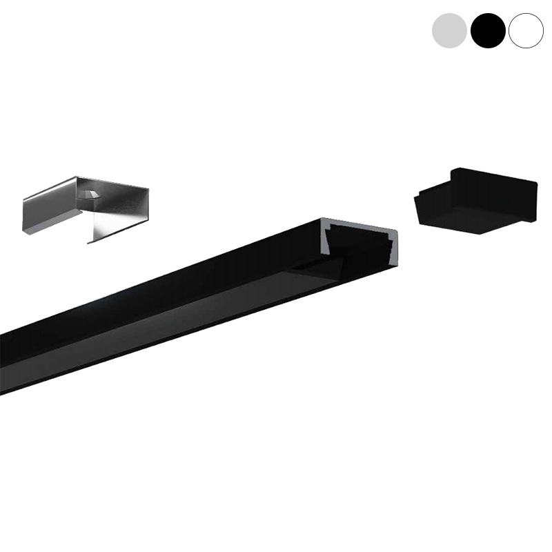 LED-Lichtkanal, schwarzes Aluminiumprofil für 10 mm 2216 LED-Streifen