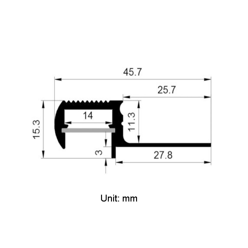 LED-Treppenprofil-Aluminiumkanal für 12-mm-COB-LED-Lichtstreifen LED-Treppenprofil-Aluminiumkanal für 12-mm-COB-LED-Lichtstreifen