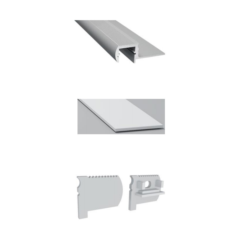 LED-Treppenprofil-Aluminiumkanal für 12-mm-COB-LED-Lichtstreifen LED-Treppenprofil-Aluminiumkanal für 12-mm-COB-LED-Lichtstreifen