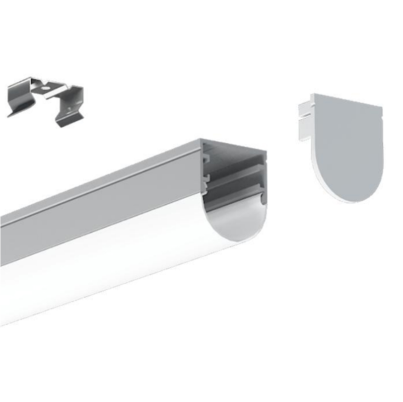 LED-Streifenlichtkanal mit Arc-PC-Abdeckung für 20 mm weißes LED-Bandlicht