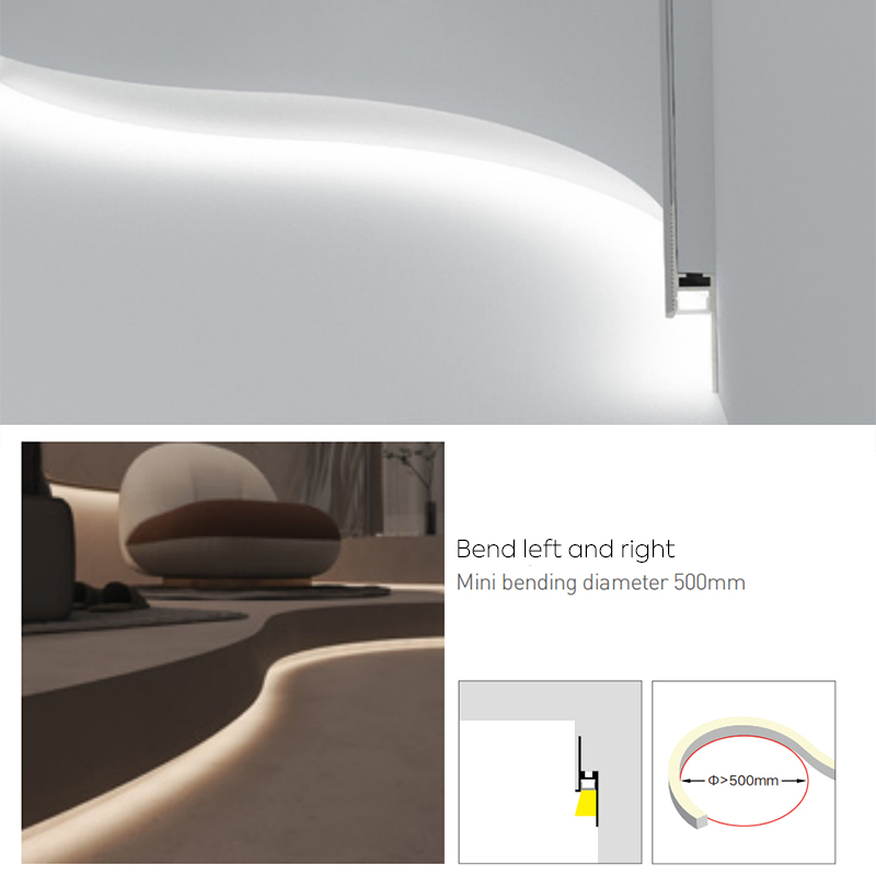 LR Series Curved Floor Wall Trim LED Flex Baseboard