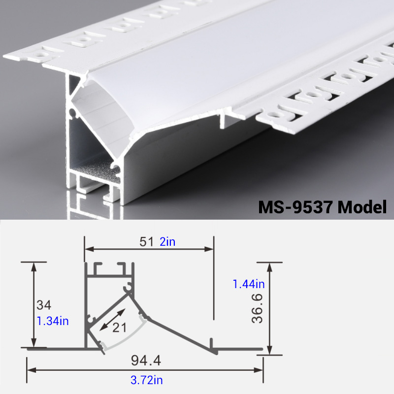 Large 45 Degree LED Wall Wash Light Profile For 20mm Wide Strip