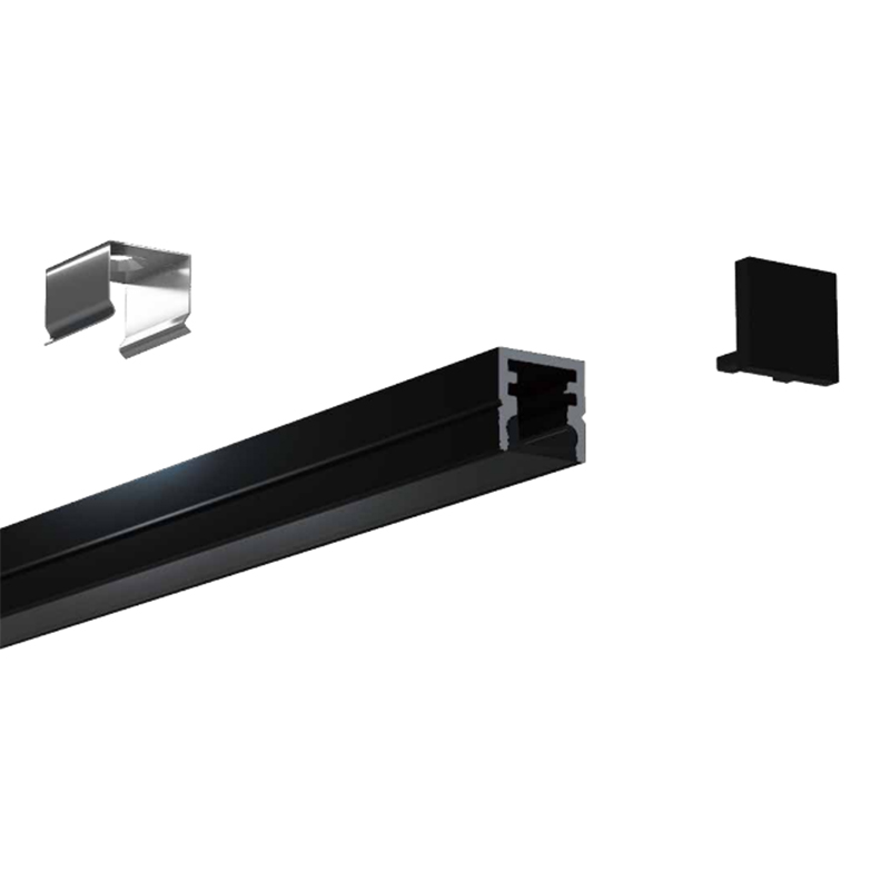 Mini LED černý eloxovaný hliníkový profil pro 8mm LED páskové osvětlení Mini LED černý eloxovaný hliníkový profil pro 8mm LED páskové osvětlení