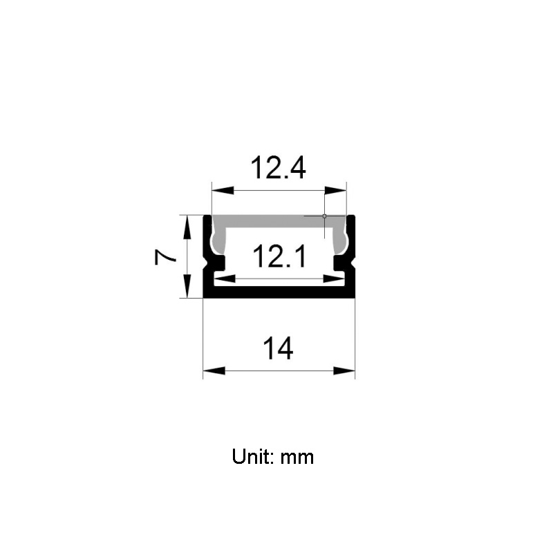Mini-LED-U-Profil aus Aluminium für 12 mm LED-Lichtleisten Mini-LED-U-Profil aus Aluminium für 12 mm LED-Lichtleisten