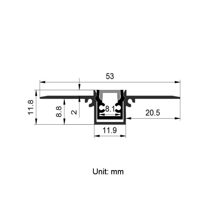 Schlamm im LED-Kanal für 8 mm schmale LED-Streifen Schlamm im LED-Kanal für 8 mm schmale LED-Streifen