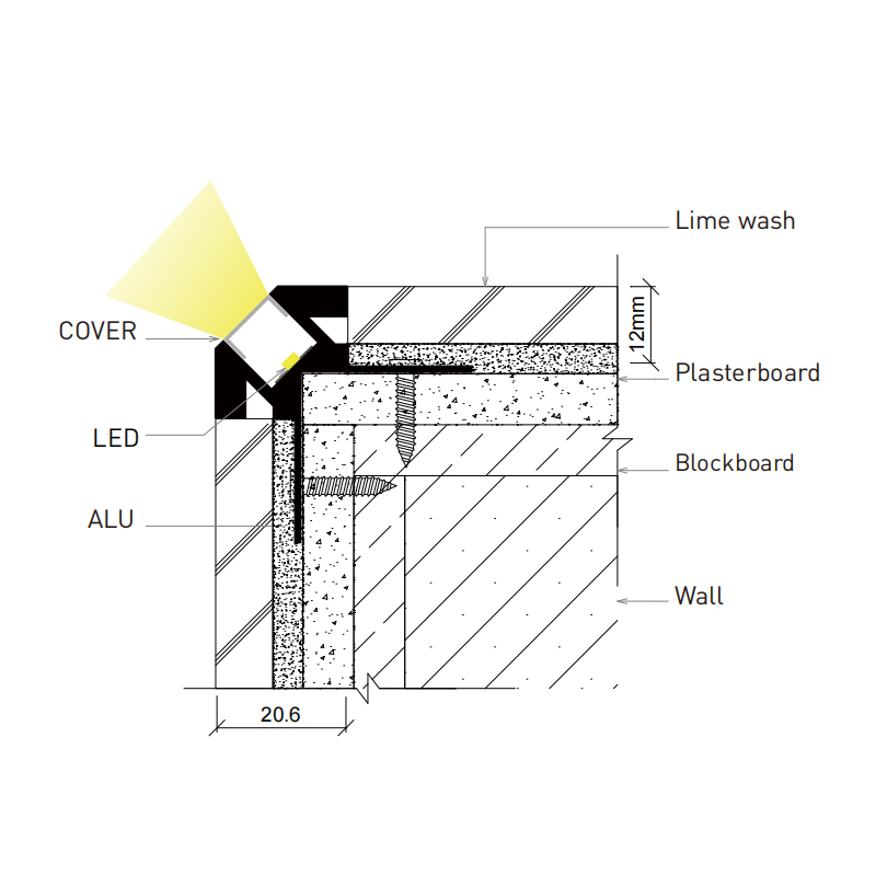 Outside Corner Tile LED Strip Profile Installation
