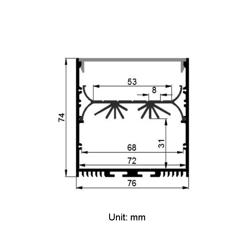 Pendelleuchte-Diffusoren, Aluminiumkanal für flexible LED-Streifen – Innenbreite 53 mm (2.09 Zoll) Pendelleuchte-Diffusoren, Aluminiumkanal für flexible LED-Streifen – Innenbreite 53 mm (2.09 Zoll)