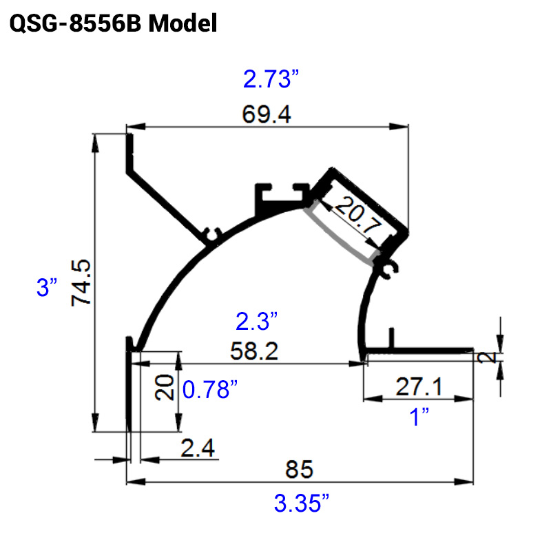 Plaster In 45 Degree Wall Washer LED Aluminum Profile