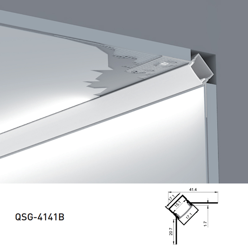 Sádrový rohový LED hliníkový kanál pro 15mm dvouřadá LED pásková svítidla Sádrový rohový LED hliníkový kanál pro 15mm dvouřadá LED pásková svítidla