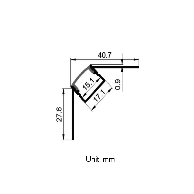 Einputz-LED-Eckkanal für 15 mm zweireihiges LED-Bandlicht Einputz-LED-Eckkanal für 15 mm zweireihiges LED-Bandlicht