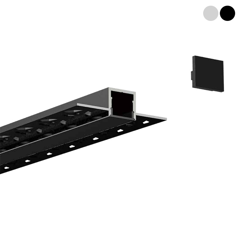 Sádrové LED osvětlení Černý zapuštěný LED kanál pro 12mm adresovatelné LED pásky