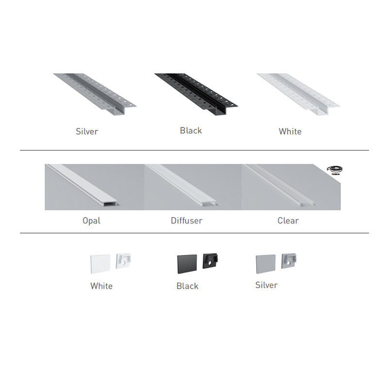 Sádrové LED osvětlení Černý zapuštěný LED kanál pro 12mm adresovatelné LED pásky Sádrové LED osvětlení Černý zapuštěný LED kanál pro 12mm adresovatelné LED pásky